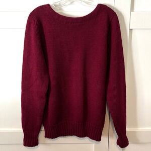 Lands'‎ End Men's Vintage Burgundy Wool Crewneck Sweater in Size M
